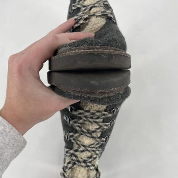 Steve Madden Flannel Fleece Lined Check Lace Up Zip Ankle Boots Size 10 Gray - Picture 5 of 10